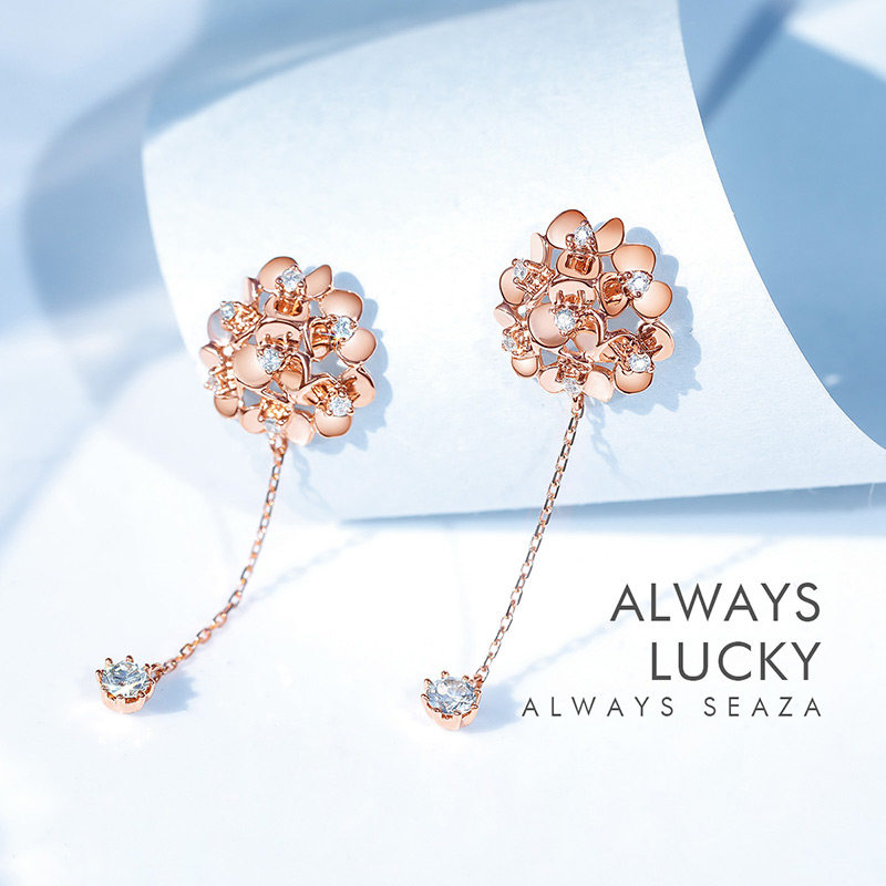 喜钻古风绣球花钻石女玫瑰精致耳钉 喜钻深圳耳饰