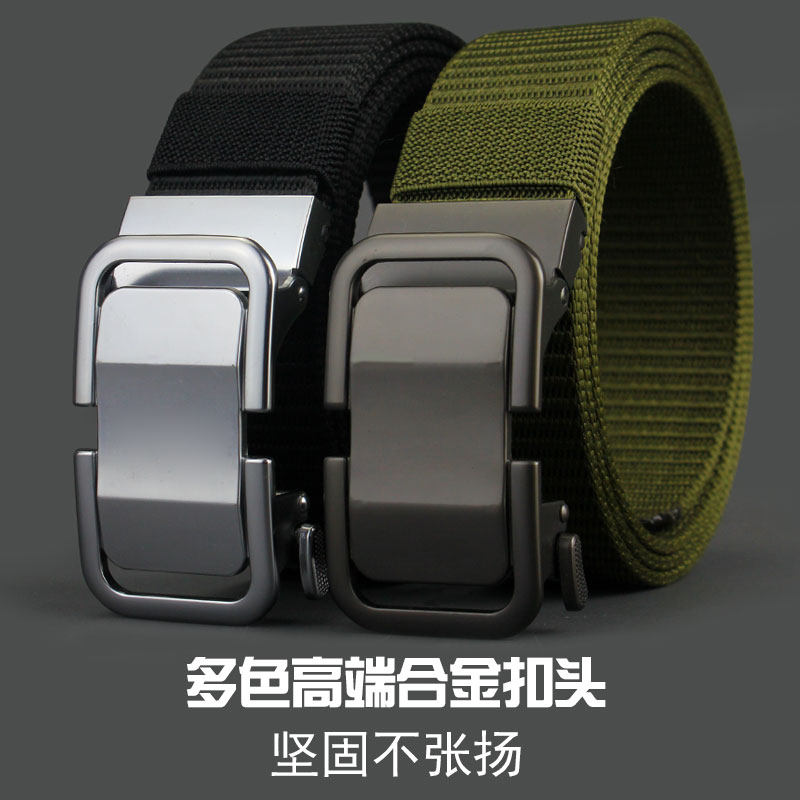 新款皮带男无牙自动扣男士腰带尼龙帆布年轻人百搭休闲裤带男潮流