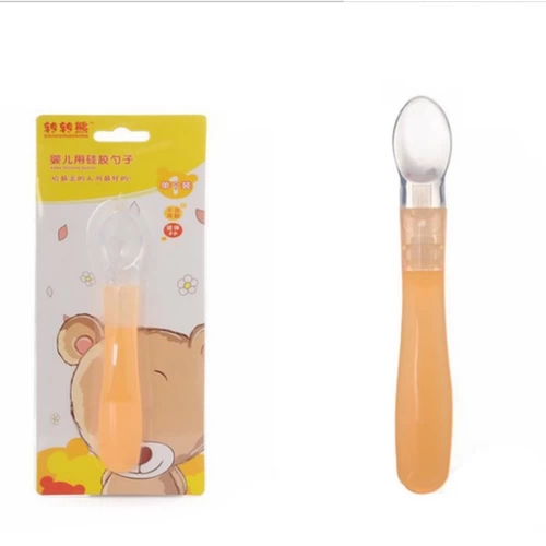 Детская силиконовая ложка для прикорма, посуда для новорожденных