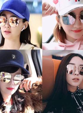 韩式清晰度偏光太阳镜q女性方框粉色夫妇太阳镜精致的面部修饰