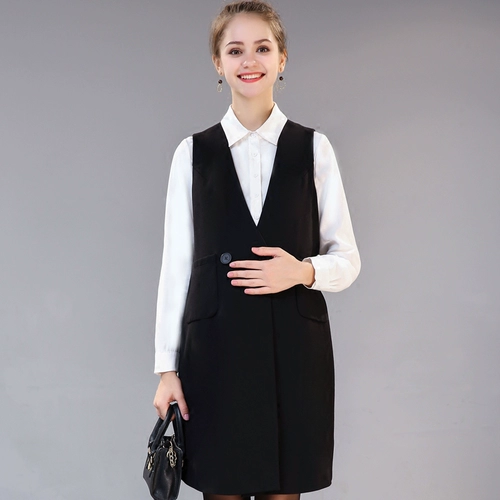 Осенний модный длинный черный жилет для беременных, куртка, средней длины