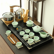 Tea set suit for home drinking tea fully automatic whole set of gongfu tea with tea-way living room solid wood tea tray tea table