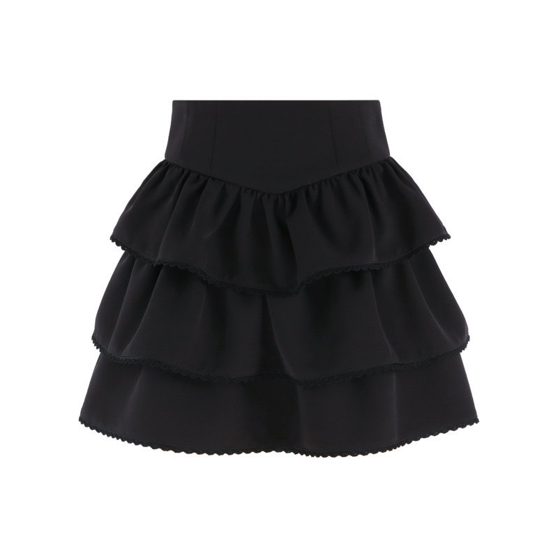韩语琳黑色半身裙女夏季高腰A字短裙高级感今年流行漂亮套装裙子-图3