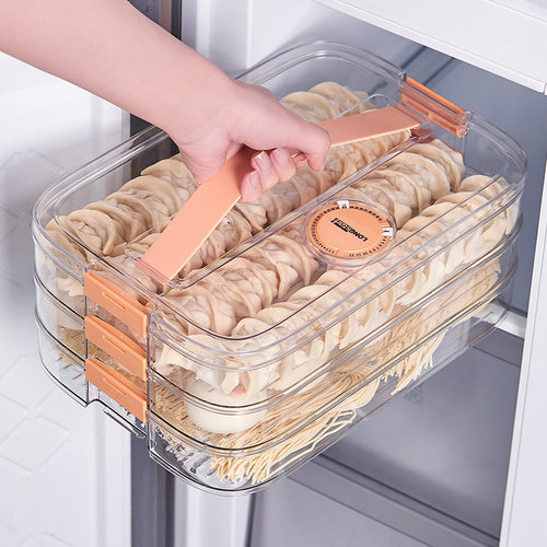 食品级冷冻专用饺子盒保鲜盒鸡蛋水饺馄饨托盘速冻家用冰箱收纳盒 - 图0