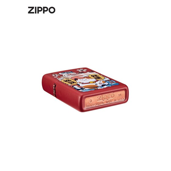 Zippo之宝招财猫哑漆系列防风煤油打火机生日礼物