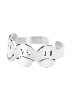 原创潮牌表情包笑脸百搭钛钢戒指