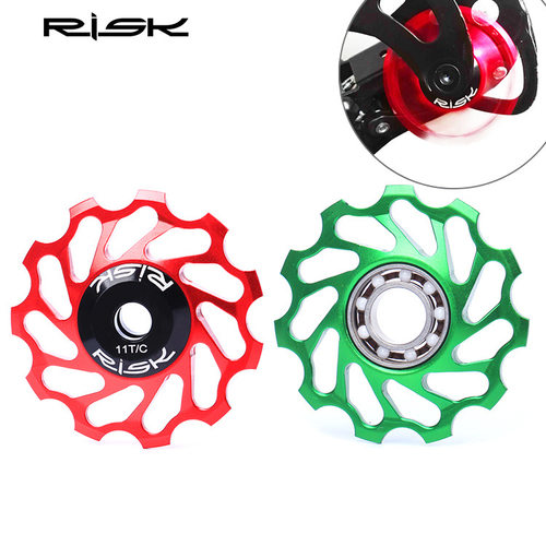 RISK山地自行车陶瓷后拨导轮11T齿变速器CNC铝合金培林轴承张力轮 - 图3