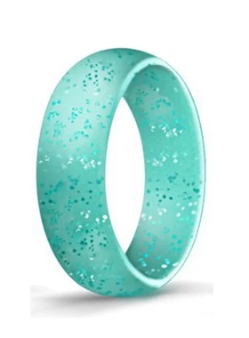 女式情侣欧美硅胶戒指闪粉珠光粉