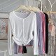 ອອກແບບແມ່ຍິງຮ້ອນສອງດ້ານ drawstring knitted cardigan ຂອງແມ່ຍິງ summer ບາງ sunscreen ເສື້ອທີເຊີດເຄື່ອງປັບອາກາດ blouse ມີ shawl
