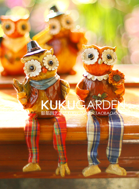 欧式仿木树脂彩绘花园摆件装饰品