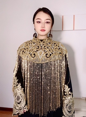 长流苏披肩搭配旗袍礼服妈妈婚礼喜婆婆婚宴外套外搭高贵高档高级