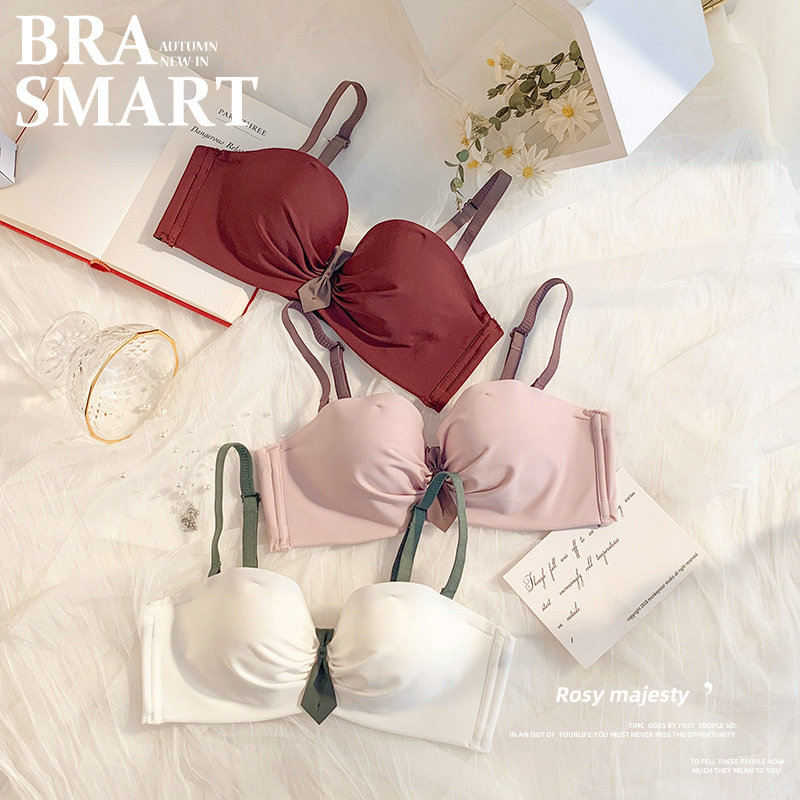 无痕女无钢圈小胸肩带防滑文胸罩 红粉女王文胸