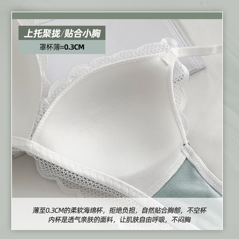 夏季超薄款无钢圈小胸聚拢法式文胸 红粉女王文胸