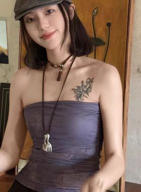 秋冬哑光勺子叉子吊坠项链小众串珠长款毛衣链