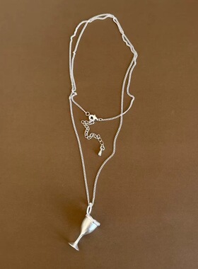 白砂糖小酒杯项链复古简约小众设计项链百搭长款毛衣链