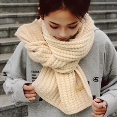шарф 绦胖立体针织女生暖围砼纯色俅蠲咨呶я