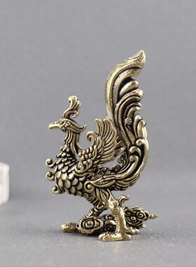 黄铜凤凰摆件龙凤呈祥办公室家居工艺品礼物吉祥物火凤凰客厅摆件