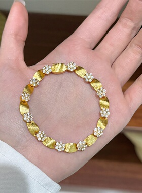 dsm法式复古精致气质百搭微镶锆石拉丝花朵绸缎手链轻奢感手饰女