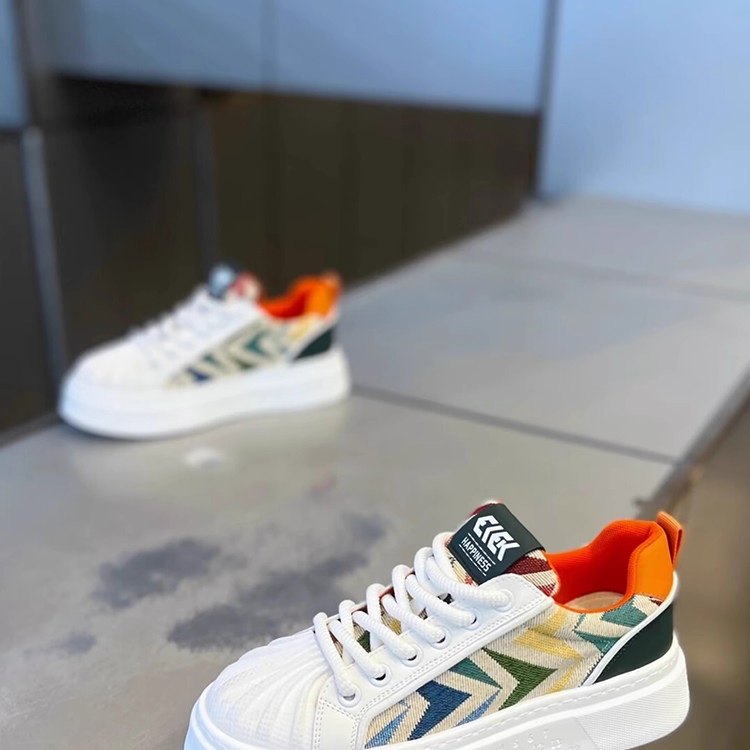 潮牌贝壳头板鞋男2025年秋冬透气舒适小白鞋厚底增高拼色百搭板鞋,淘宝优惠券,粉丝福利购,淘宝优惠卷