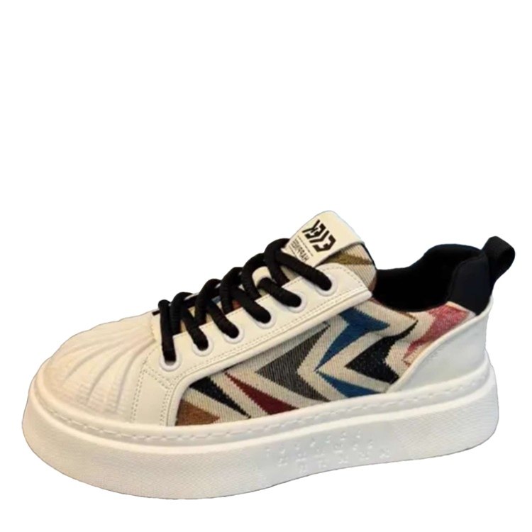 潮牌贝壳头板鞋男2025年秋冬透气舒适小白鞋厚底增高拼色百搭板鞋,淘宝优惠券,粉丝福利购,淘宝优惠卷