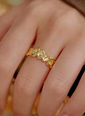 新款S925银韩国小众褶皱戒指女时