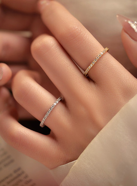 新款S925银日系轻奢满钻戒指女简