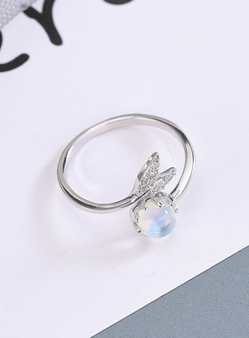 新款S925银日韩风镶钻炫彩石人鱼