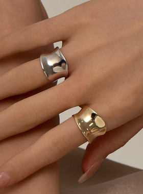 新款S925银韩版极简光面戒指女宽