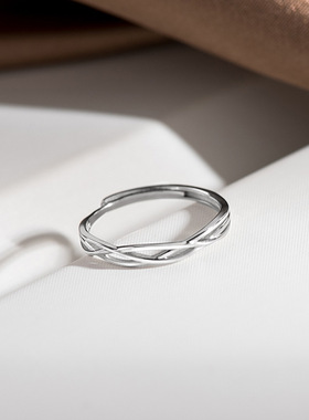 新款925银素圈戒指女士小众设计i