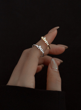 新款925纯银镀14k金星星戒指不规