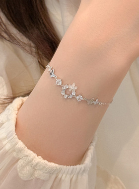 新款S925银2025新款夏季蝴蝶花环