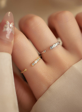 新款S925银跨境热卖排钻开口戒指