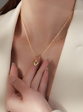 新款S925银韩版韩国爱心吊坠项链