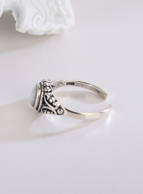 新款s925银镶嵌绿松石戒指复古泰