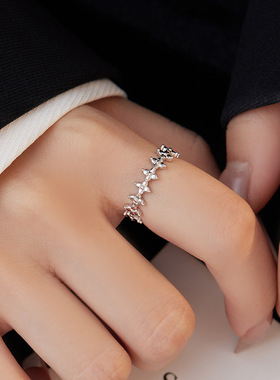 新款S925银简约时尚四叶草戒指女