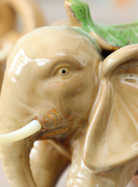 陶瓷大象摆件一对客厅玄关办公室柜子中式家具吸水象招财象装饰品