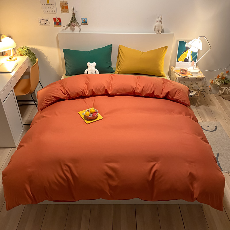 水洗棉纯色床单单件宿舍单人床单枕套三件套北欧ins风网红被单1.5 - 图0