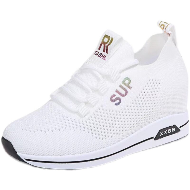 2022年春季新款女鞋内增高小白鞋百搭飞织透气显脚小女运动休闲鞋,淘宝优惠券,粉丝福利购,淘宝优惠卷