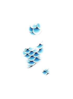 迷你渐变深海美人鱼鳞片人鱼蓝色唯美浪漫海洋妆容纹身贴拍摄写真