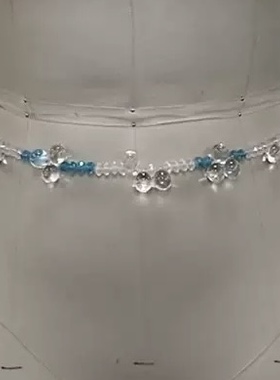 人鱼公主胸衣欧美辣妹风蓝色水晶宝石身体链女性感珠链胸链腰链