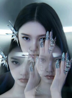 赛博朋克未来机械感金属臂环Kpop表演网红辣妹音乐节叠戴开口手镯
