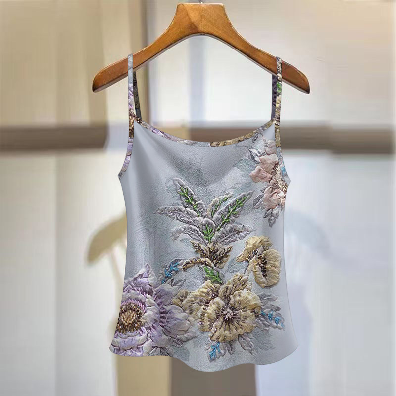 撞色背心女装2025印花新款夏季修身外穿显瘦无袖上衣吊带打底衫,淘宝优惠券,粉丝福利购,淘宝优惠卷