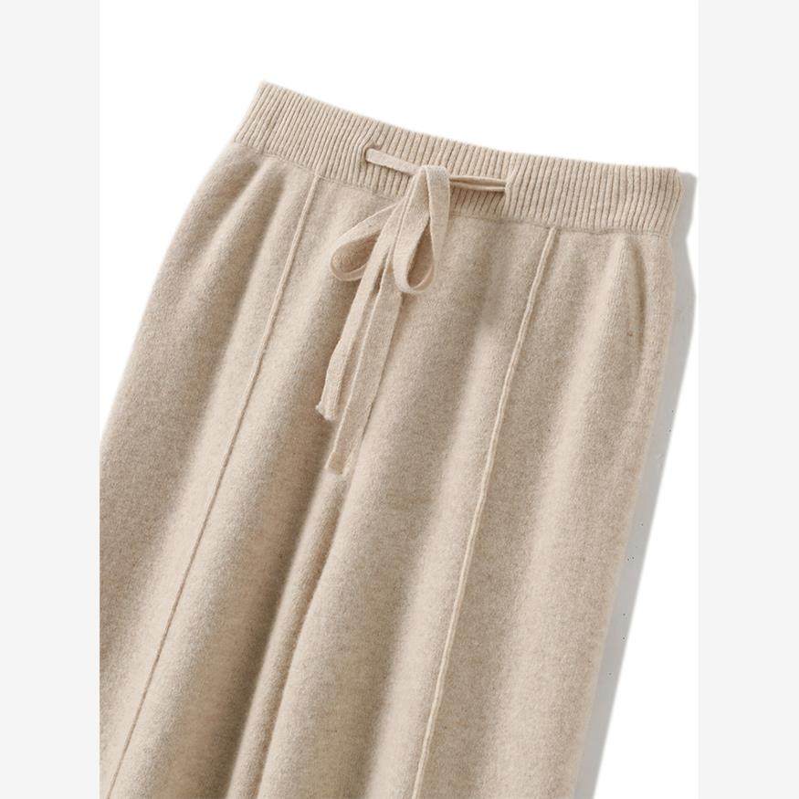 羊毛针织阔腿裤女秋冬季加长拖地裤高腰抽绳直筒裤宽松显瘦休闲裤,淘宝优惠券,粉丝福利购,淘宝优惠卷