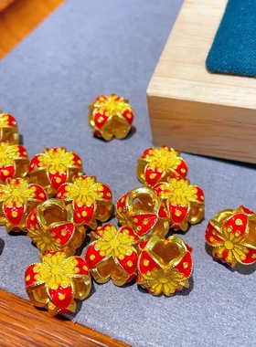 越南沙金保色四瓣花通孔隔珠配件DIY手工串珠珍珠手链转运珠配件