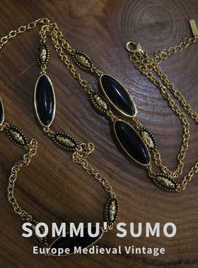 抹茶相思豆黑色琉璃项链长款可两