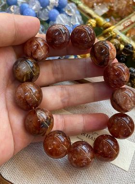 天然17M红胶花手链正红芬达牛血