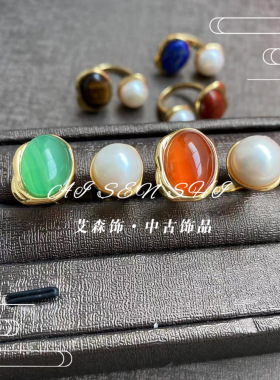 中古戒指西洋红玛瑙红砂石优雅