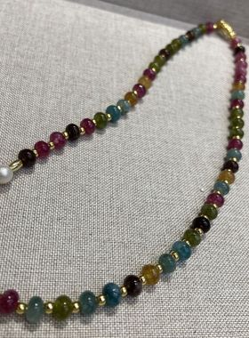 无琉璃国潮新中式多巴胺碧玺项链