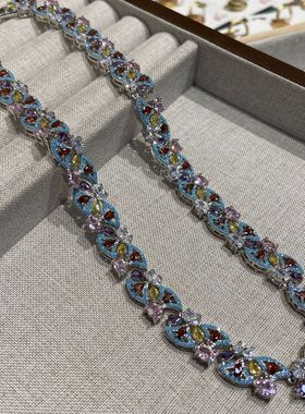 彩宝项链饰品古法镀金手工雕刻彩