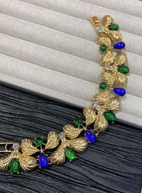 无法国Vintage中古蓝绿色琉项链